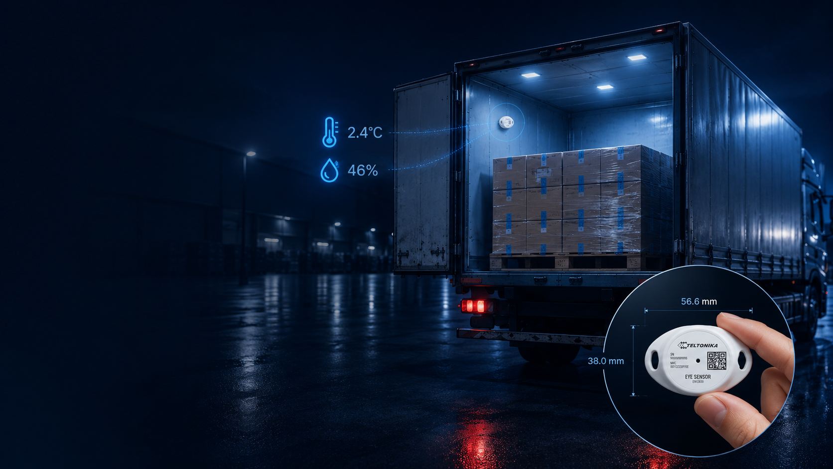 Temperature and humidity sensor for refrigerated transport